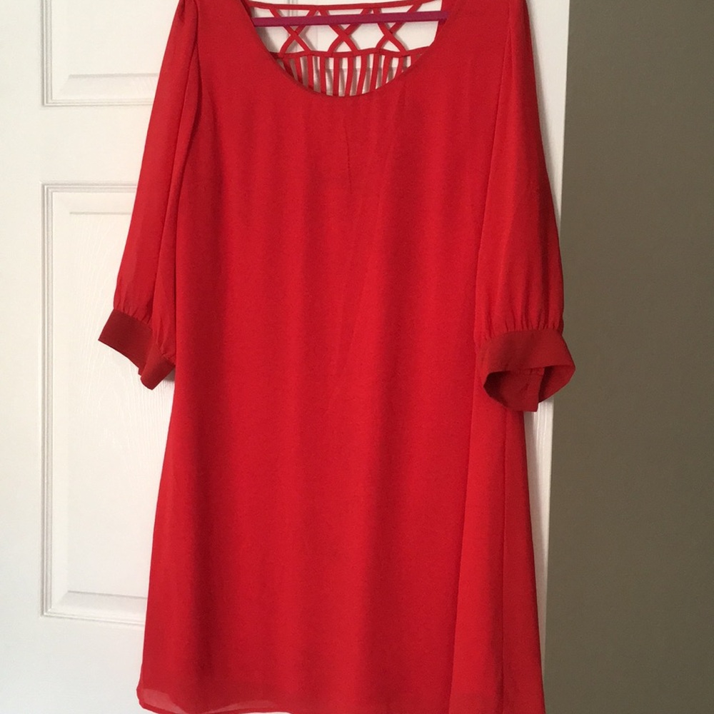 Red dress with caged back